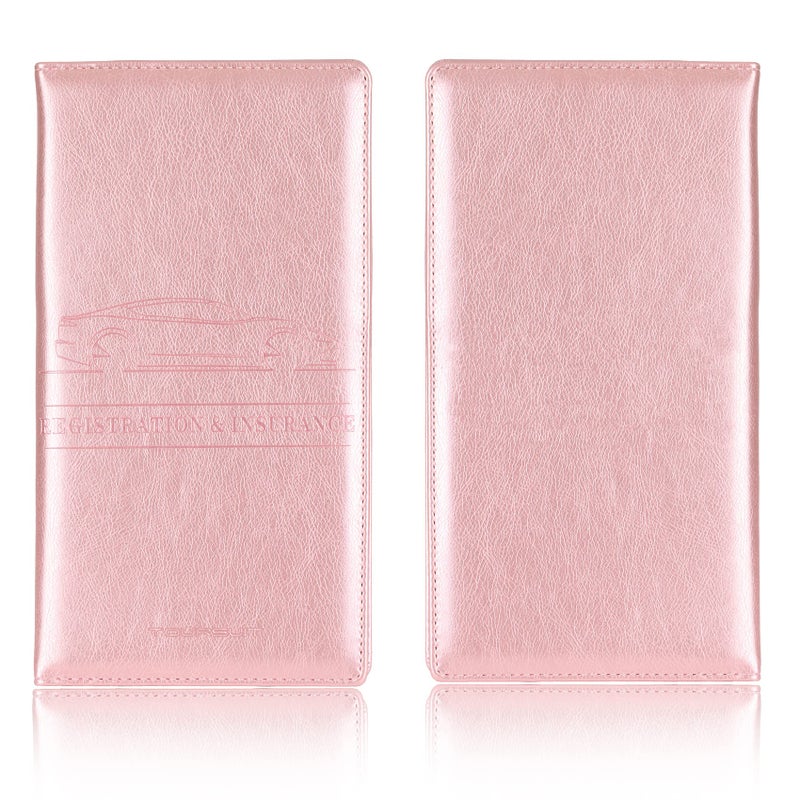 TOURSUIT Car Registration and Insurance Card Holder  Vehicle License Document Glove Box Compartment Organizer  Interior Car Accessories for Women Men Teens (Rose Gold) - Image 3